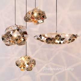 Unique irregular stone shape stainless steel Art Iron LED Pendant Lamp