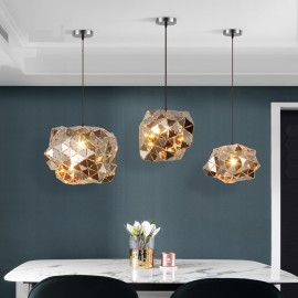 Unique irregular stone shape stainless steel Art Iron LED Pendant Lamp