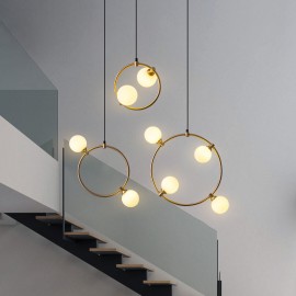 modern minimalist kitchen glass ball art ring pendant lamp