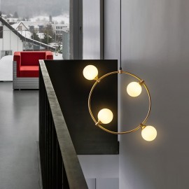 modern minimalist kitchen glass ball art ring pendant lamp