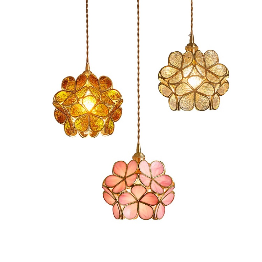 Lovely Flower Glass Multi-color Chandelier Art color glass pendant lamp