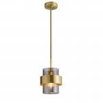 Simple Retro Brass Single Head Smoke Gray Glass E14 Brass Pendant lamp