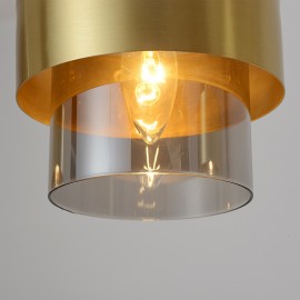 Simple Retro Brass Single Head Smoke Gray Glass E14 Brass Pendant lamp