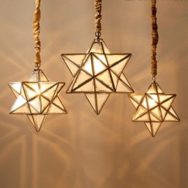 American Style Full copper Star Shape Copper Glass Droplight 