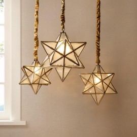 American Style Full copper Star Shape Copper Glass Droplight 