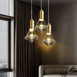 Gold modern small chandelier lighting 5W LED Diamond Shape Pendant Lamp