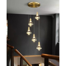 Gold modern small chandelier lighting 5W LED Diamond Shape Pendant Lamp