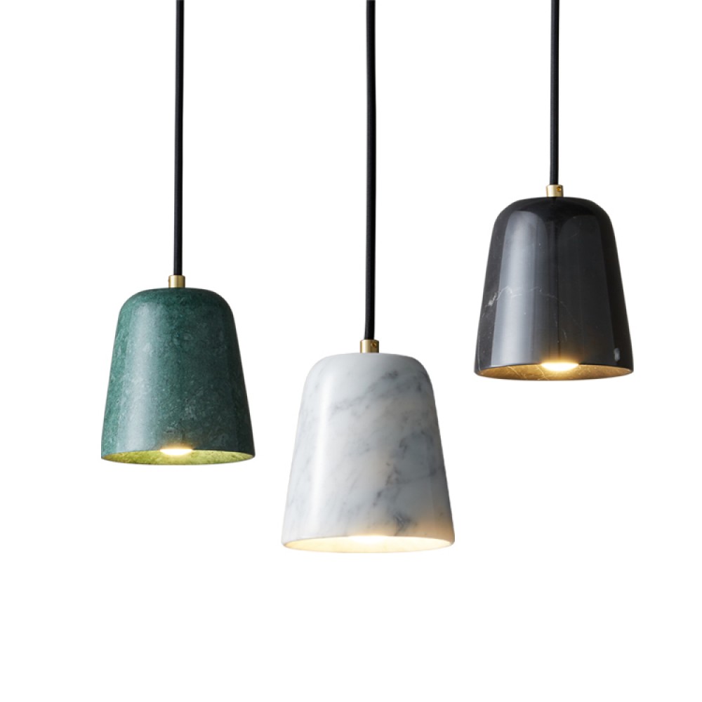 Nordic industrial wrought marble copper black Marble Lampshade pendant Lamp