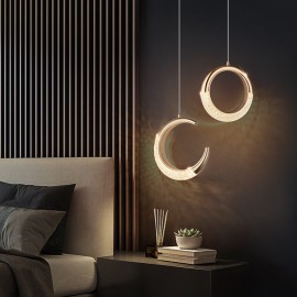 Modern Dining Bed Room Simple Long Line Circle Design Moon Style Pendant Lamp