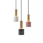 Nordic simple modern pure copper plating Terrazzo LED suspended Lamp