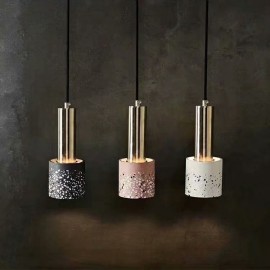 Nordic simple modern pure copper plating Terrazzo LED suspended Lamp