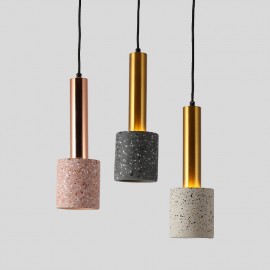 Nordic simple modern pure copper plating Terrazzo LED suspended Lamp