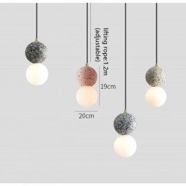 Minimalist Modern Design Black Pink Glass Terrazzo Ball Pendant Lamp