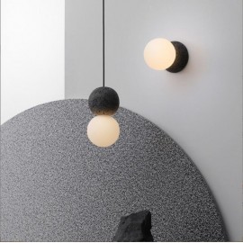 Minimalist Modern Design Black Pink Glass Terrazzo Ball Pendant Lamp