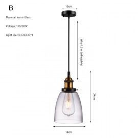 Nordic glass industrial style creative personality retro simple Bar Art Glass Hanging Lamp