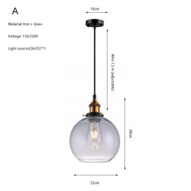 Nordic glass industrial style creative personality retro simple Bar Art Glass Hanging Lamp