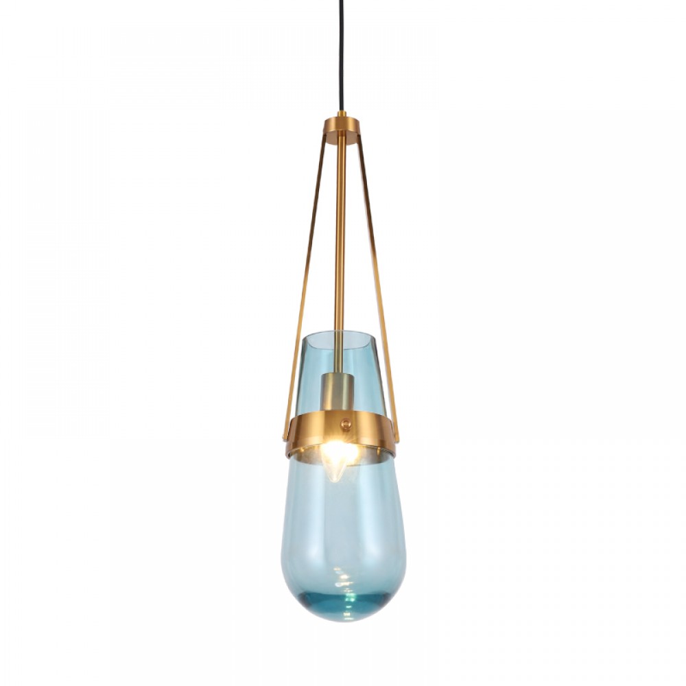 Blue Smoky Clear Shade Lighting Fixtures Arabic Copper Glass Pendant Lamp