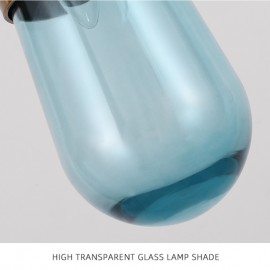 Blue Smoky Clear Shade Lighting Fixtures Arabic Copper Glass Pendant Lamp