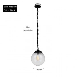 Diameter 20cm 25cm 30cm Transparent Glass Ball Pendant Light