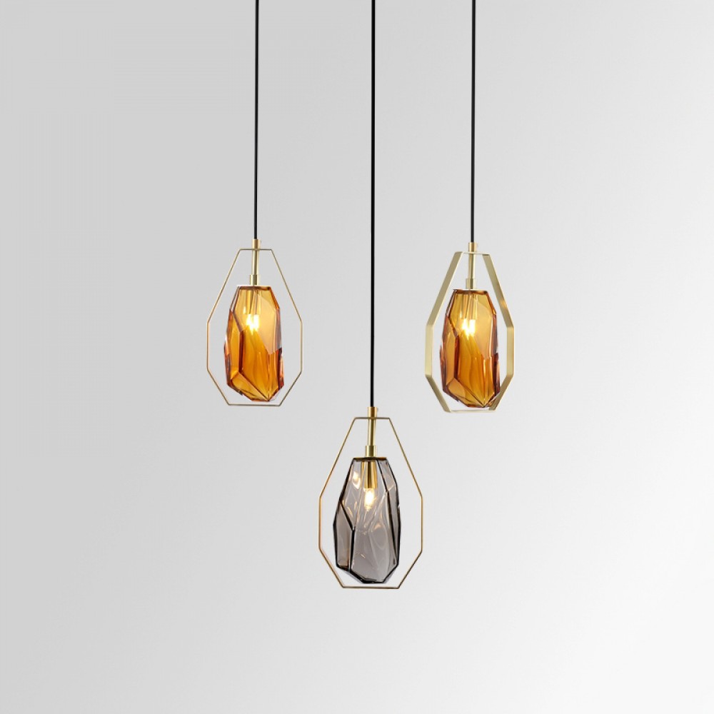 Glass Restaurant Nordic Modern Minimalist Bedroom Glass Copper Pendant Lamp