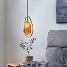 Glass Restaurant Nordic Modern Minimalist Bedroom Glass Copper Pendant Lamp