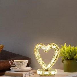 Fashion Stainless Steel Bedside Lamp Bedroom Living Room Crystal Love Table Lamp