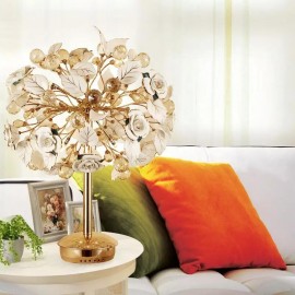 Crystal Table Lamp European Style Atmosphere Living Room Creative LED Flower Table Lamp 