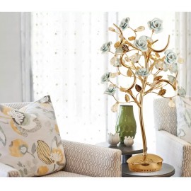 Crystal Table Lamp European Style Atmosphere Living Room Creative LED Flower Table Lamp 