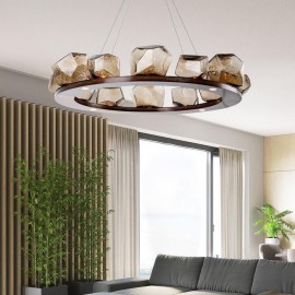 Fashion Interior Living Room Residential Artistic Simple Glass Modern Amber Glass Chandelier Lamp