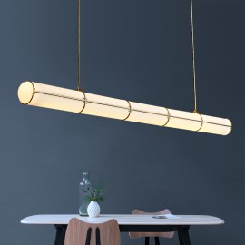 Gold Color Steel And Acrylic Tube Dinner Room Villa Big Tube Pendant Lamp