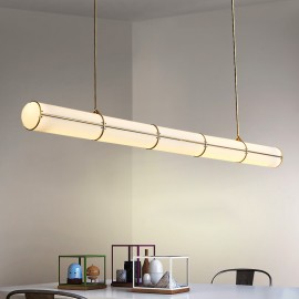 Gold Color Steel And Acrylic Tube Dinner Room Villa Big Tube Pendant Lamp