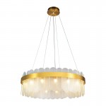 Italy Style Multi Size Big Glass Plate Ring Round Pendant Brass Chandelier Lamp