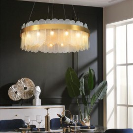 Italy Style Multi Size Big Glass Plate Ring Round Pendant Brass Chandelier Lamp