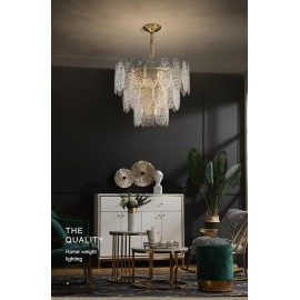 Nordic Postmodern Simple Atmosphere Living Room Lamp Copper Glass Chandelier Lamp