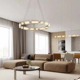 Indoor Lighting Luxury Ring Kitchen Island Copper Glass Modern Industrial Copper Pendant Chandelier Lamp