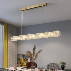 Modern Restaurant Simple Luxury K9 Crystal Strip Dining Study LED Crystal Bar Hanging Lamp