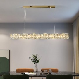 Modern Restaurant Simple Luxury K9 Crystal Strip Dining Study LED Crystal Bar Hanging Lamp