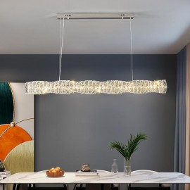 Modern Restaurant Simple Luxury K9 Crystal Strip Dining Study LED Crystal Bar Hanging Lamp