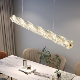 Modern Restaurant Simple Luxury K9 Crystal Strip Dining Study LED Crystal Bar Hanging Lamp