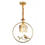 Nordic Restaurant Lamp Single Head Round Bedroom Bedside Lamp Crystal Bird Pendant Lamp