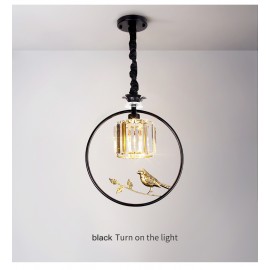 Nordic Restaurant Lamp Single Head Round Bedroom Bedside Lamp Crystal Bird Pendant Lamp