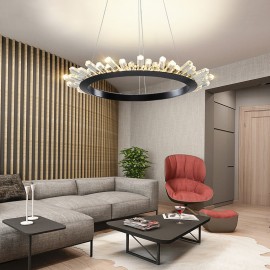 Contemporary Led Circle Rings Modern Light Fixture Crystal Chandelier LED Light