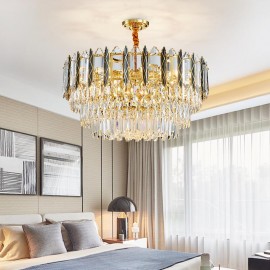 Modern stainless steel mirror titanium Electrophoretic gold glass Crystal Chandelier Lamp