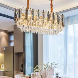 Modern stainless steel mirror titanium Electrophoretic gold glass Crystal Chandelier Lamp