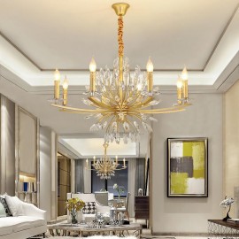 Crystal Lighting Luxury Light Modern Gold K9 Crystal E14 Chandelier Lamp