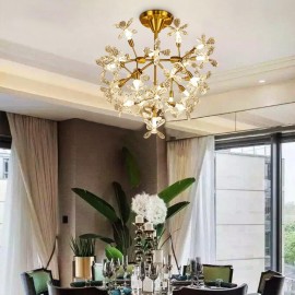 Creative Home LED Fixture for Living Dining Room Crystal Flower Chandelier Lamp