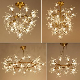 Creative Home LED Fixture for Living Dining Room Crystal Flower Chandelier Lamp