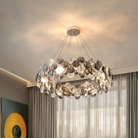 Luxurious Crystal Circle Living Room Design Creative Crystal Nordic Chandelier Lamp