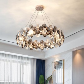 Luxurious Crystal Circle Living Room Design Creative Crystal Nordic Chandelier Lamp