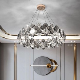 Luxurious Crystal Circle Living Room Design Creative Crystal Nordic Chandelier Lamp